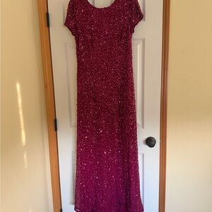 Adrianna Papell Fuchsia Sequin Maxi Dress